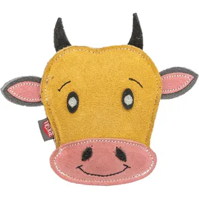 Kuh - Kuhskopf, 17 cm, Spielzeug für Hunde, 100 % echtes Leder, gelb